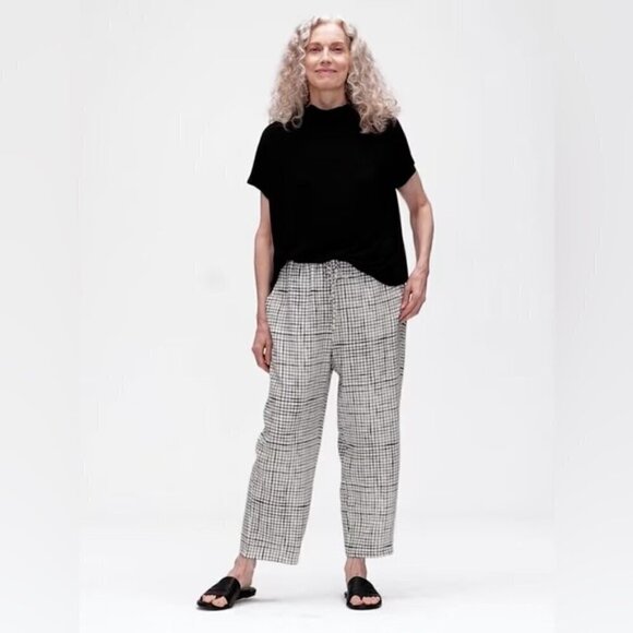 Eileen Fisher Textured Crepe Grid Slouchy Pant size XS - Picture 11 of 11